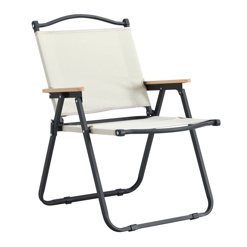 Beige 2pcs Folding Chair Suitable for Camping, Picnics, Beach Outings, Backyard Barbecues, And Patio Gatherings
