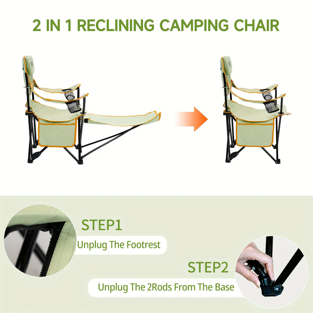 Walker Camping Chairs for Adults - A 6-Legged Beach Chair Featuring a Footrest, Adjustable Reclining from 90° to 135°, Perfect for Outdoor Lounging