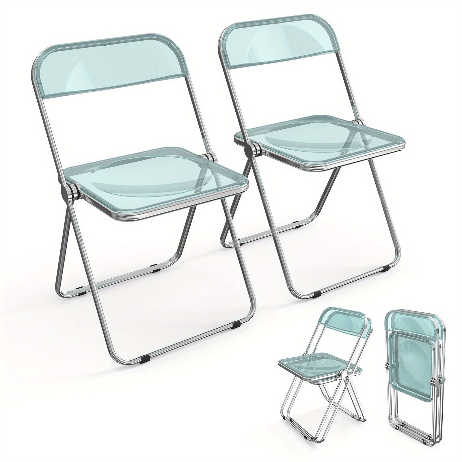 Transparent Folding Chair 2pcs Transparent Acrylic Folding Chair Set | Foldable Comfortable Activity Chair for Parties & Outdoor