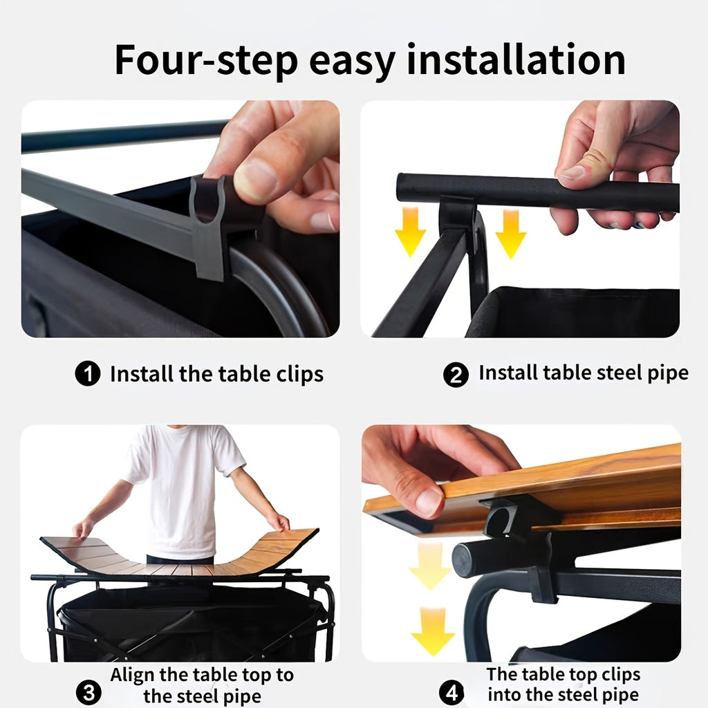 Outdoor Camping Trolley Table, Foldable Camping Dining Table, Campsite Trolley Tabletop, Egg Roll Table, Small Trailer Tabletop, Space-Saving Design, Easy to Install