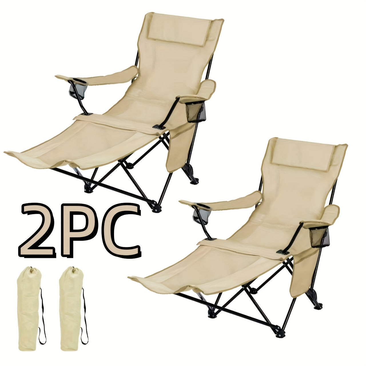 Walker Camping Chairs for Adults - A 6-Legged Beach Chair Featuring a Footrest, Adjustable Reclining from 90° to 135°, Perfect for Outdoor Lounging