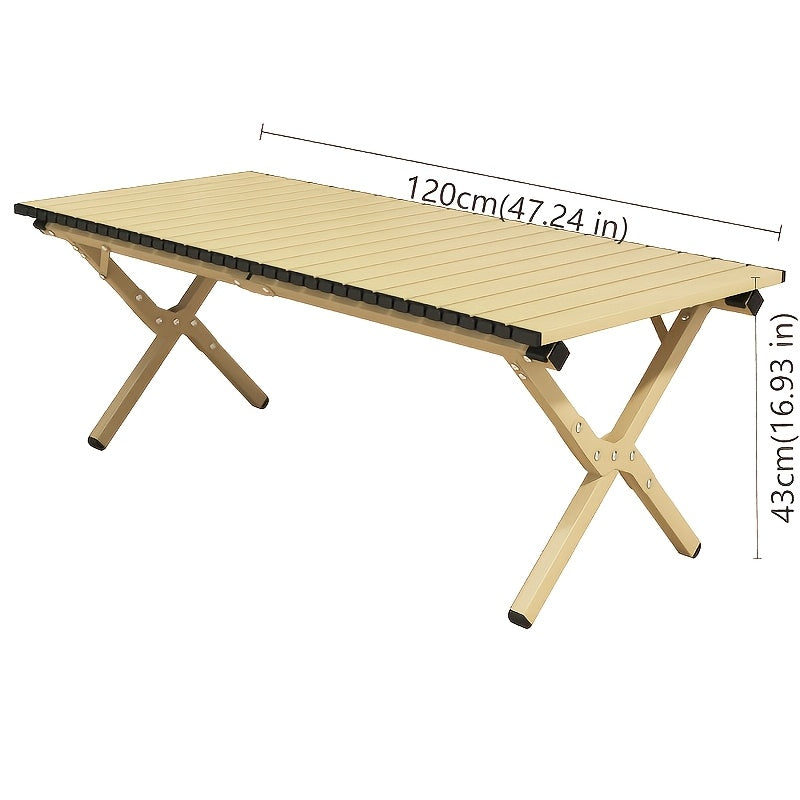 1pc Outdoor Folding Egg Roll Table Set - Portable Aluminum Alloy Camping Table, Picnic BBQ Table and Chair Combo, Lightweight Moon Chair Full Set, Family Road Trip Camping Supplies