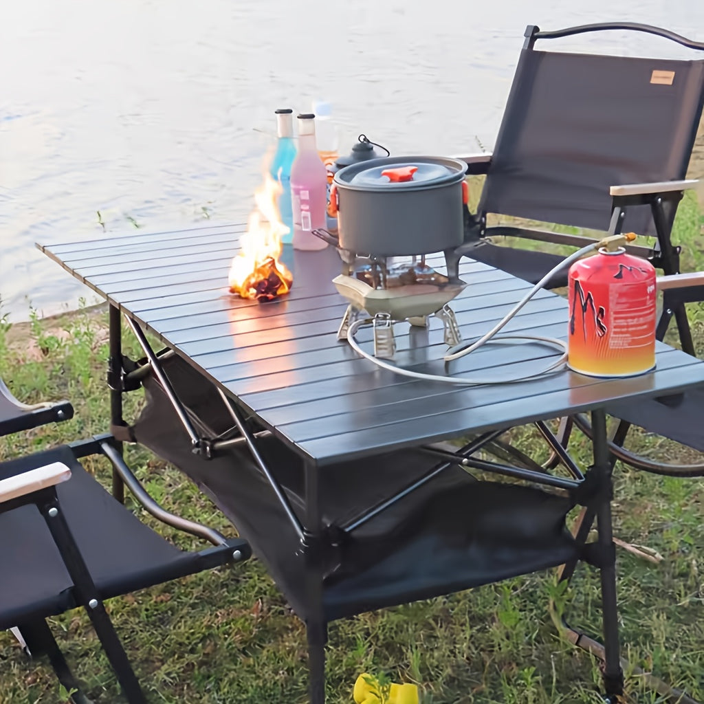 Portable Folding Camping Table for Outdoor Use, Non-Adjustable Egg Roll Design