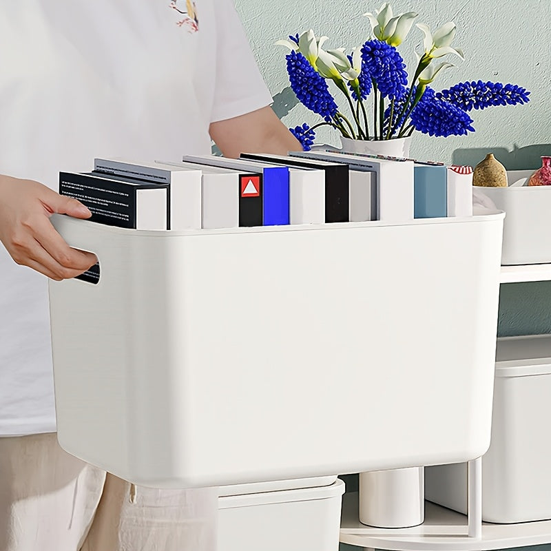 Four-Piece Set Of Extra-Large Wardrobe Storage Bins, Premium White High-End Square Storage Boxes With Handles, 13-Inch Plastic Storage Bins, Lid\u002FNo-Lid Options Suitable For Organizing Clothes, Tools. Local Warehouse, Free Shipping!