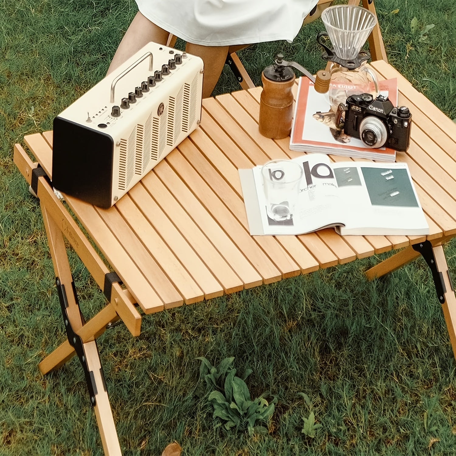 tankesiPortable Folding Egg Roll Table Lightweight Solid Wood Design With Beech And Pine Suitable For Camping, Picnics And Barbecues Sturdy Outdoor Patio Table With Detachable Legs Easy To Carry Picnic Accessory And Must-Have For Barbecues