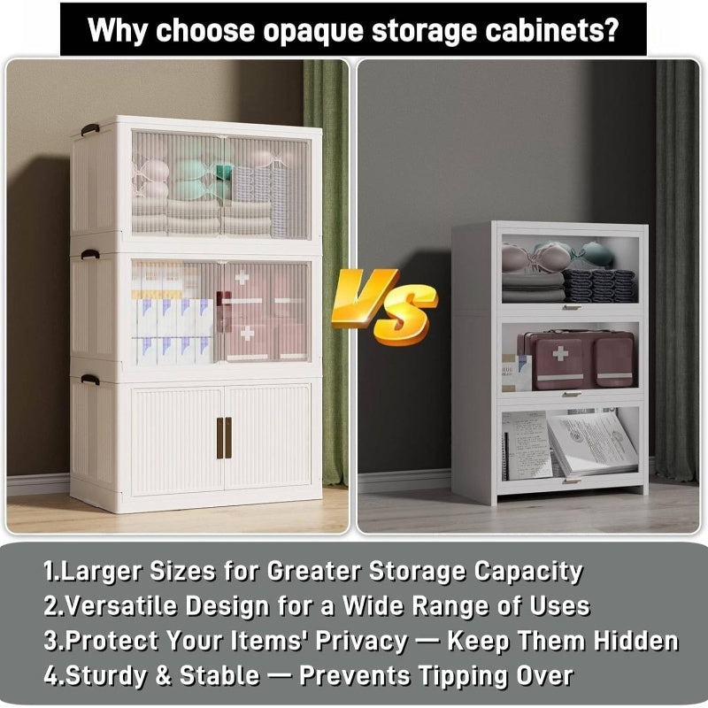 3x 312QT\u002F78GAL Collapsible Storage Bin with Door & Foldable Drawers - Stackable Mobile Storage Container Suitable for Home, Office, Dorm - Space-Saving, Foldable Storage Bins (No Definite Quantity Error), Storage Boxes for Organizing