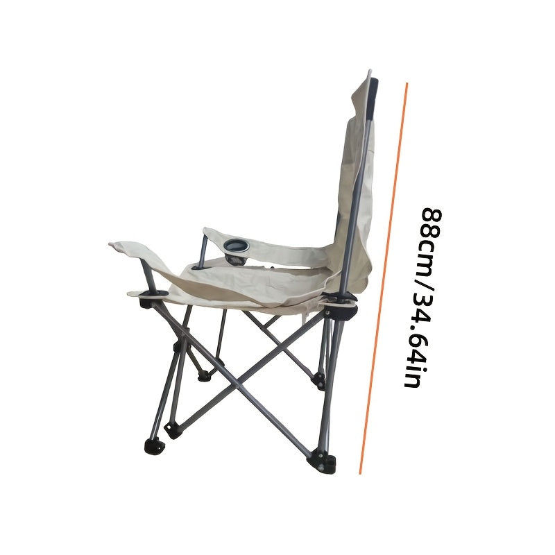 White Portable Outdoor Folding Chair - Essential Fishing Stool with Reinforced Tubing, Non-Slip Feet, Heavy Duty Support, Comfortable for Long Sitting