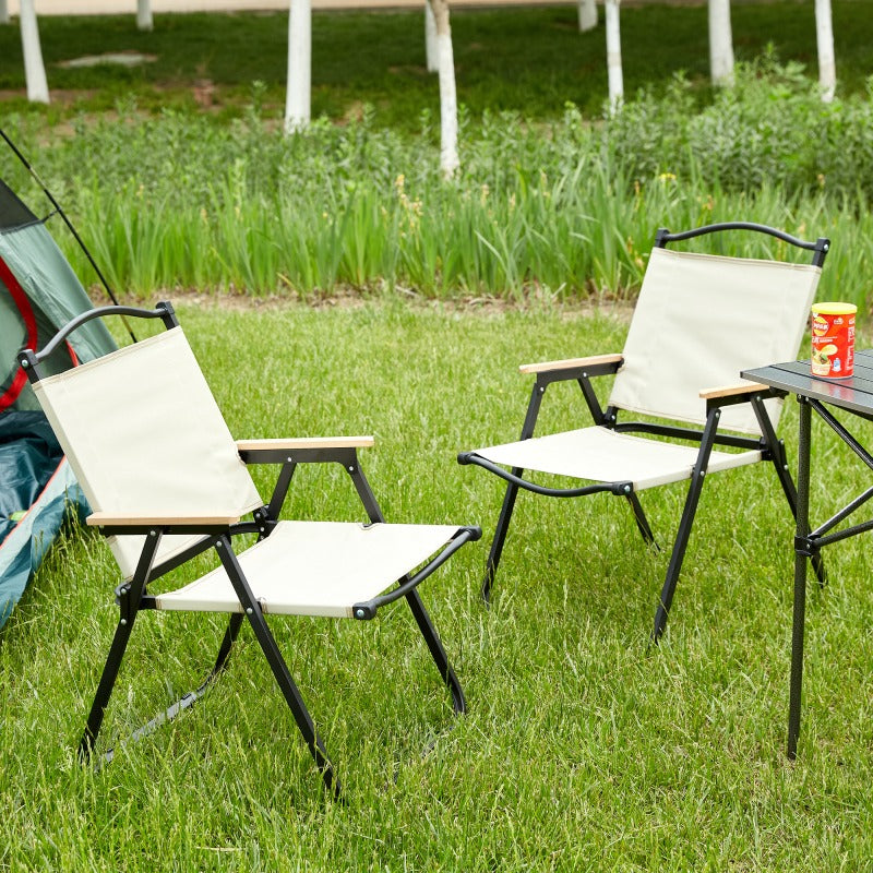 Beige 2pcs Folding Chair Suitable for Camping, Picnics, Beach Outings, Backyard Barbecues, And Patio Gatherings