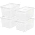 4 - Pack Storage Bins with Lids, 58 Quart, Stackable Containers Box Organize Shoes Closet Shelves Clothes Blankets Towels - BPA - Plastic, Storage Boxes for Organizing