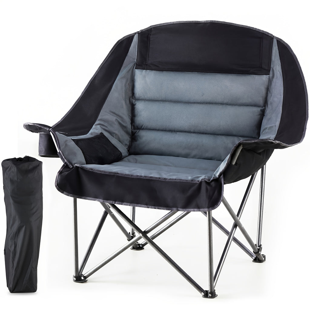 Large Size Portable Folding Heavy-Duty Camping Chair with Side Cup Holder Storage Bag, Sturdy And Durable Outdoor Fishing Sports Travel Chair
