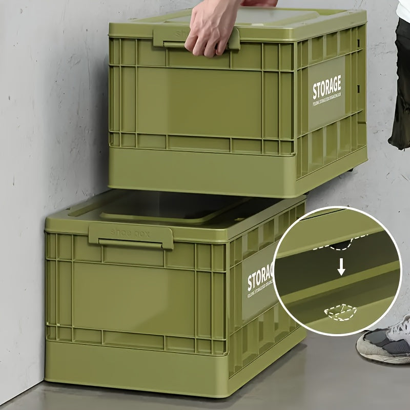 Outdoor Camping Large Capacity Foldable Outdoor Storage Box with Wheels, Waterproof Plastic Material, Multi-Purpose Use for Camping, Garden Tools, and More - 24.02\