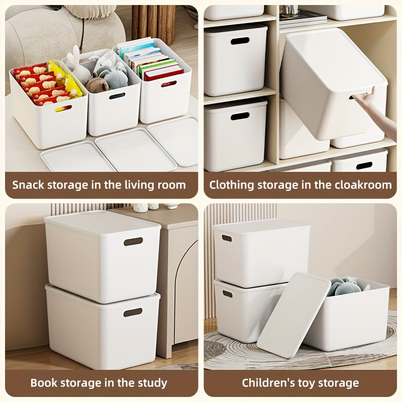 Set of 4 Spacious Portable Plastic Storage Containers, Sturdy Multi-Purpose Organizer with Grips