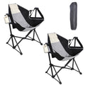 2 Rocking Camping Chairs with Cup Holders, Hammock Chair, Folding Rocking Chair, Outdoor Lounge Chair, Portable Fishing Chair, Patio Leisure Chair