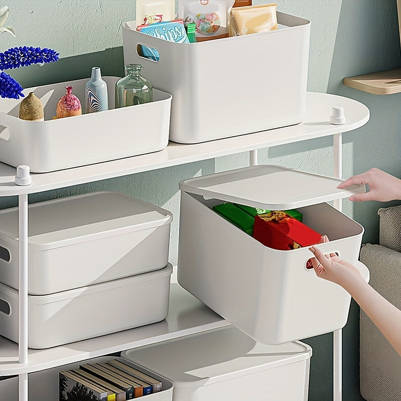 Set of 4 Spacious Portable Plastic Storage Containers, Sturdy Multi-Purpose Organizer with Grips