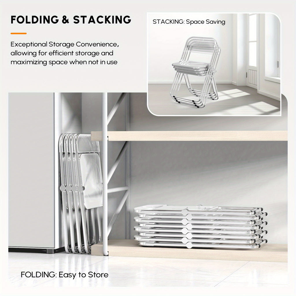 Transparent Folding Chair 2pcs Transparent Acrylic Folding Chair Set | Foldable Comfortable Activity Chair for Parties & Outdoor