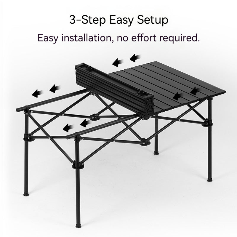 BLACK DOG 5pcs Outdoor Camping Table and Chair Set, Foldable Egg Roll Table and Portable Camping Folding Picnic Chairs, Suitable for Picnics, Fishing, Camping Equipment and Accessories, Portable Camping Table