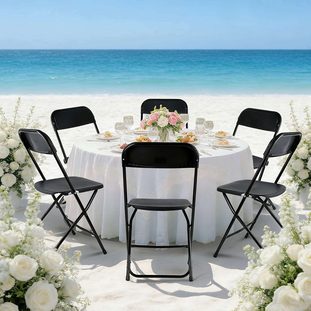 Commercial Folding Chairs, 400lbs Capacity Steel Frame Plastic Chair for Indoor Outdoor, Stackable Plastic Chairs for Wedding, Party, Office