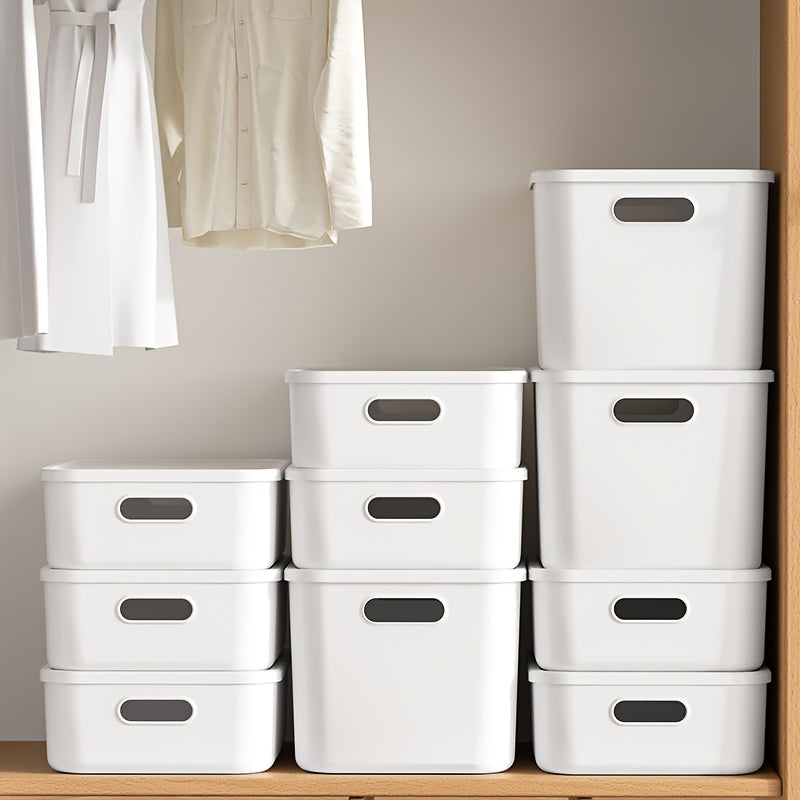 Set of 4 Plastic Storage Bins with Lids, Ideal for Organizing Shelves, Drawers, Desktops, And Closets, Suitable for Playrooms, Classrooms, Offices, And Homes, Measuring 13.78×9.84×7.87 Inches, Under-Bed Storage