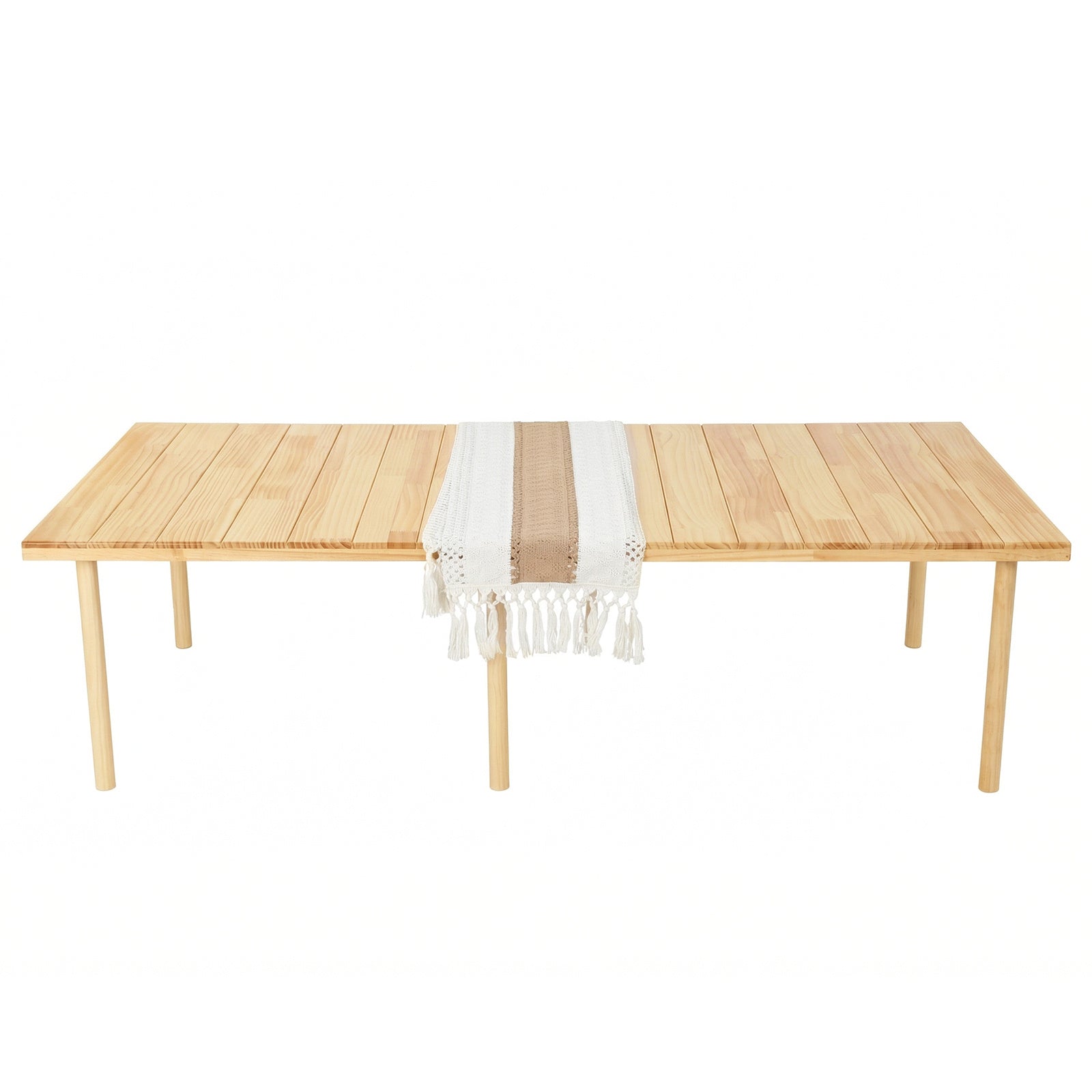 Foldable Camping Table 60X30 Inch Portable Boho Low Picnic Table with Runner for Camping, Party& Tailgating, 2 Height Adjustable, Indoor\u002FOutdoor Use