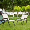 Beige 2pcs Folding Chair Suitable for Camping, Picnics, Beach Outings, Backyard Barbecues, And Patio Gatherings