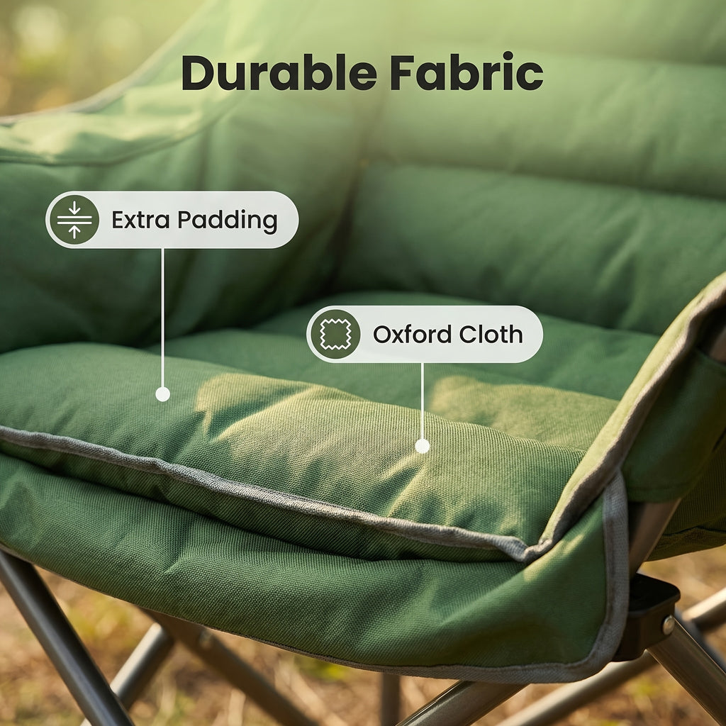 Heavy Duty Oversized Portable Folding Chair Suitable for Adults - XXL Capacity Camping Chair with Cup Holder & Side Pockets, 450lbs Weight Capacity