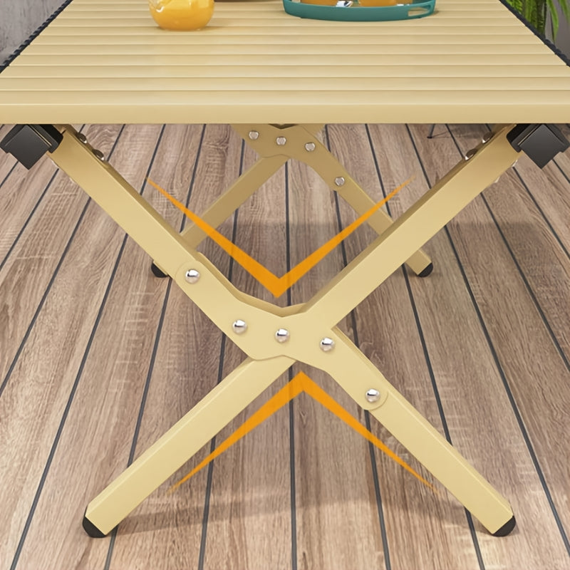 1pc Outdoor Folding Egg Roll Table Set - Portable Aluminum Alloy Camping Table, Picnic BBQ Table and Chair Combo, Lightweight Moon Chair Full Set, Family Road Trip Camping Supplies