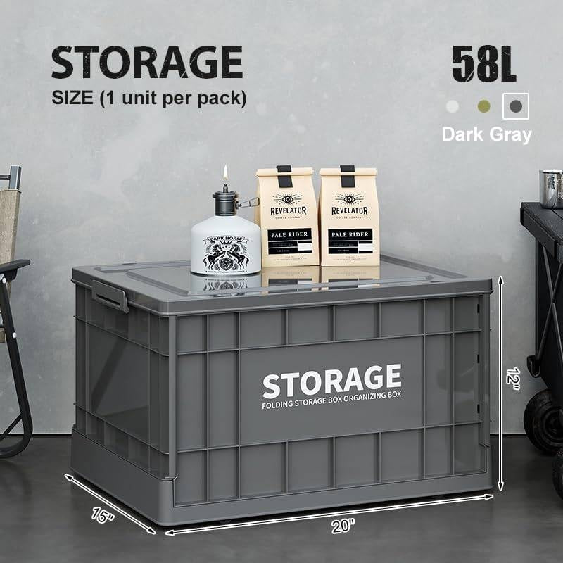 Storage Bins with Lids, Totes Storage Stackable Collapsible Storage Bins Garage, Camping, Outdoor, and Organization with Wheels and Totes, 4 Pack Drak, Storage Boxes for Organizing