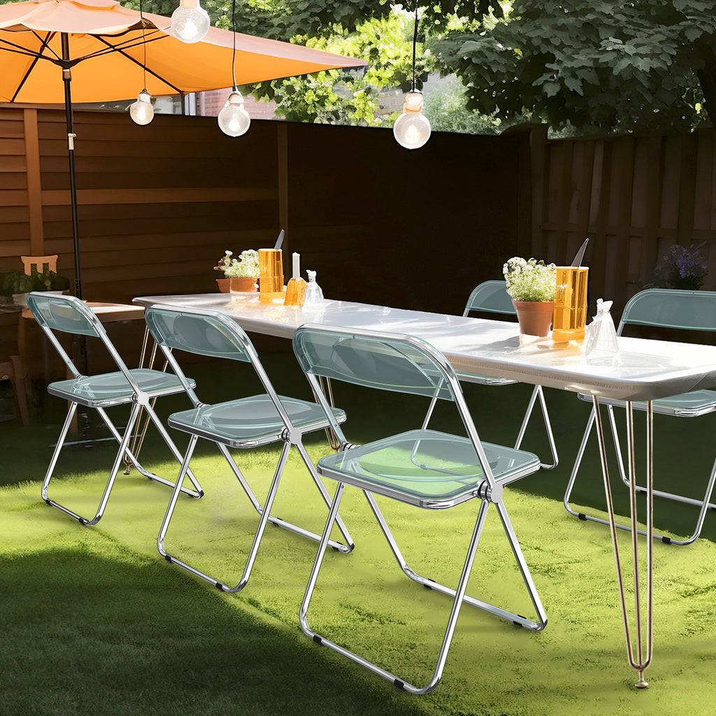 Transparent Folding Chair 2pcs Transparent Acrylic Folding Chair Set | Foldable Comfortable Activity Chair for Parties & Outdoor
