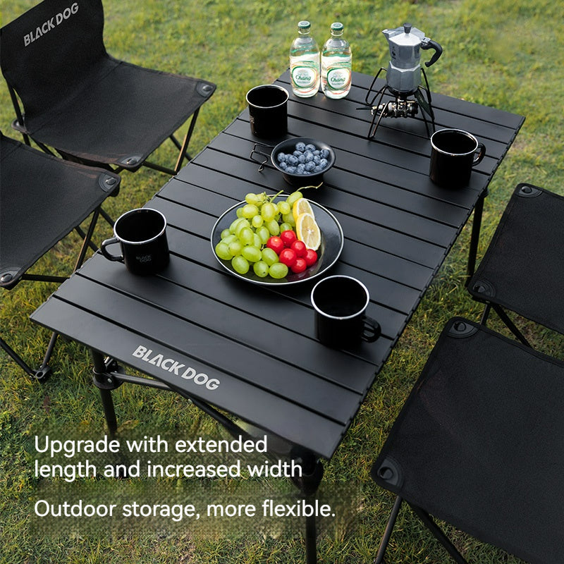BLACK DOG 5pcs Outdoor Camping Table and Chair Set, Foldable Egg Roll Table and Portable Camping Folding Picnic Chairs, Suitable for Picnics, Fishing, Camping Equipment and Accessories, Portable Camping Table
