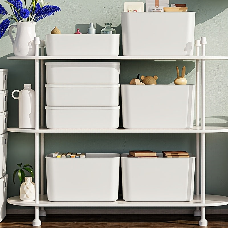 Four-Piece Set Of Extra-Large Wardrobe Storage Bins, Premium White High-End Square Storage Boxes With Handles, 13-Inch Plastic Storage Bins, Lid\u002FNo-Lid Options Suitable For Organizing Clothes, Tools. Local Warehouse, Free Shipping!