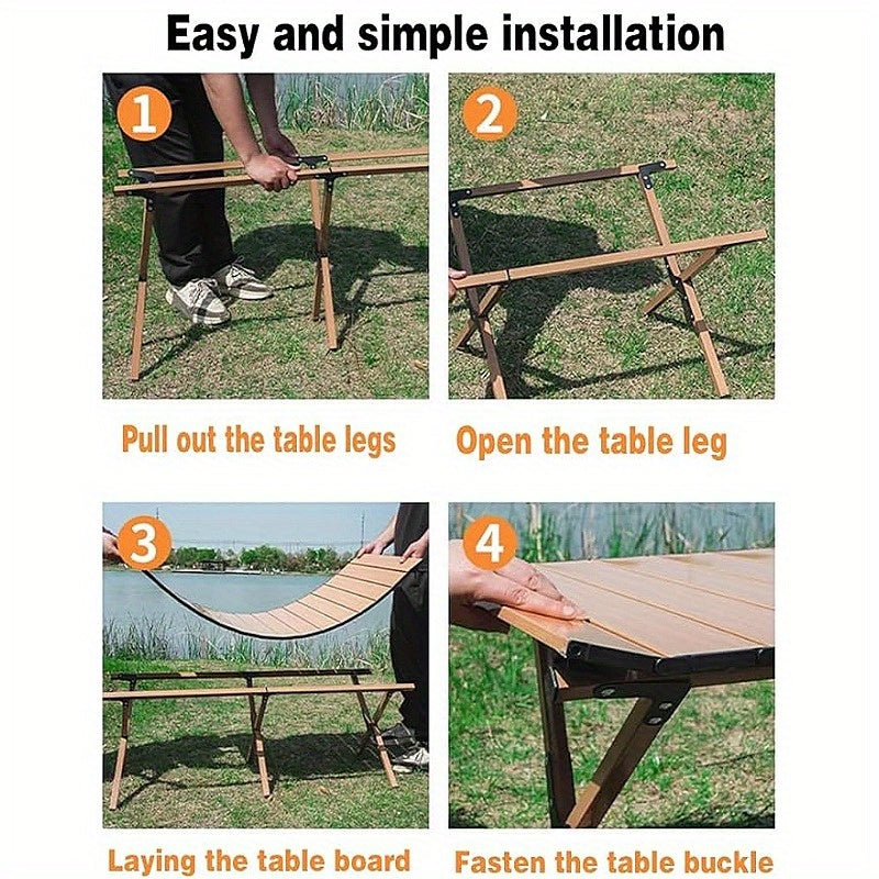 Portable Camping Large Folding Egg Roll Table, Beach Table, Courtyard Barbecue Party Table, Suitable for Use in All Four Seasons, Portable Table for Camping, Courtyard, Park and Living Room, A Festival Gift for Family and Friends
