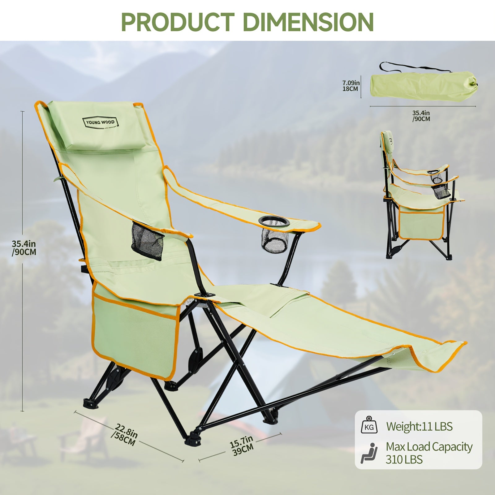Walker Camping Chairs for Adults - A 6-Legged Beach Chair Featuring a Footrest, Adjustable Reclining from 90° to 135°, Perfect for Outdoor Lounging