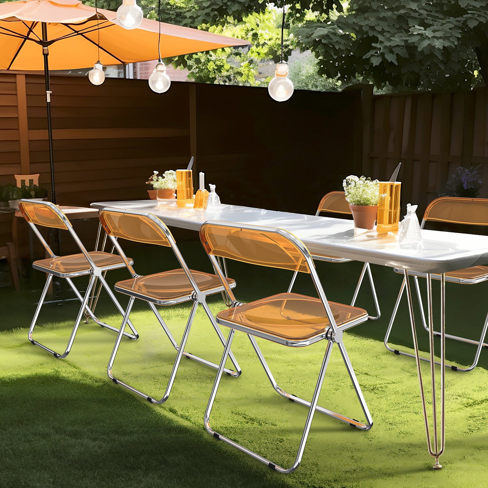 Transparent Folding Chair 2pcs Transparent Acrylic Folding Chair Set | Foldable Comfortable Activity Chair for Parties & Outdoor