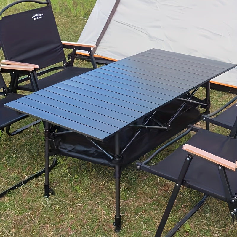 Portable Folding Camping Table for Outdoor Use, Non-Adjustable Egg Roll Design