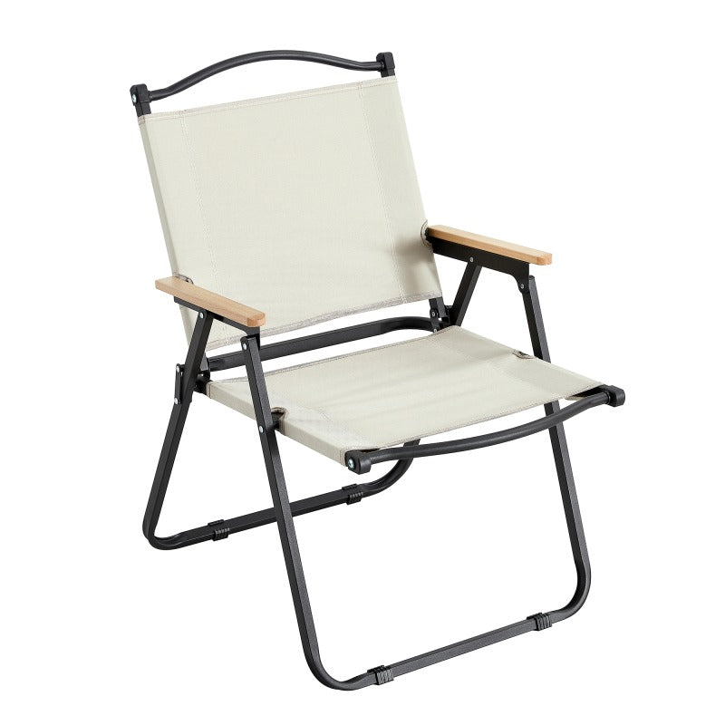 Beige 2pcs Folding Chair Suitable for Camping, Picnics, Beach Outings, Backyard Barbecues, And Patio Gatherings
