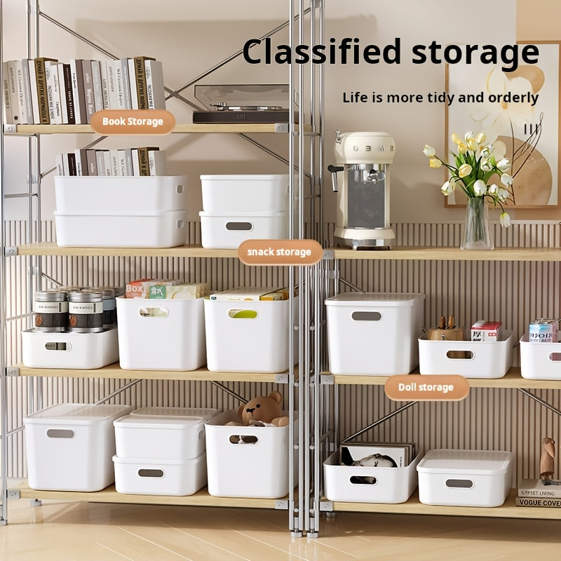Set of 4 Plastic Storage Bins with Lids, Ideal for Organizing Shelves, Drawers, Desktops, And Closets, Suitable for Playrooms, Classrooms, Offices, And Homes, Measuring 13.78×9.84×7.87 Inches, Under-Bed Storage