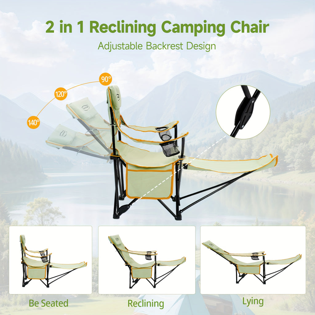 Walker Camping Chairs for Adults - A 6-Legged Beach Chair Featuring a Footrest, Adjustable Reclining from 90° to 135°, Perfect for Outdoor Lounging