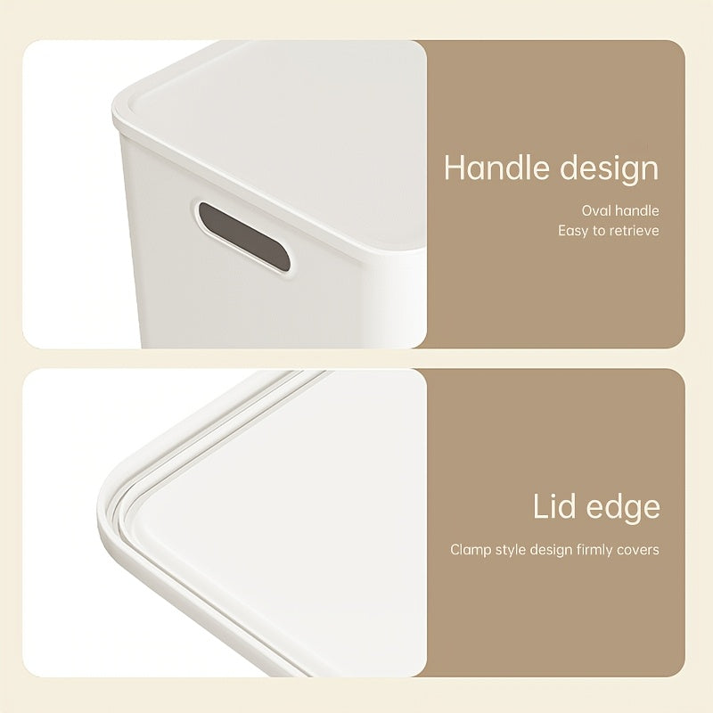 Four-Piece Set Of Extra-Large Wardrobe Storage Bins, Premium White High-End Square Storage Boxes With Handles, 13-Inch Plastic Storage Bins, Lid\u002FNo-Lid Options Suitable For Organizing Clothes, Tools. Local Warehouse, Free Shipping!