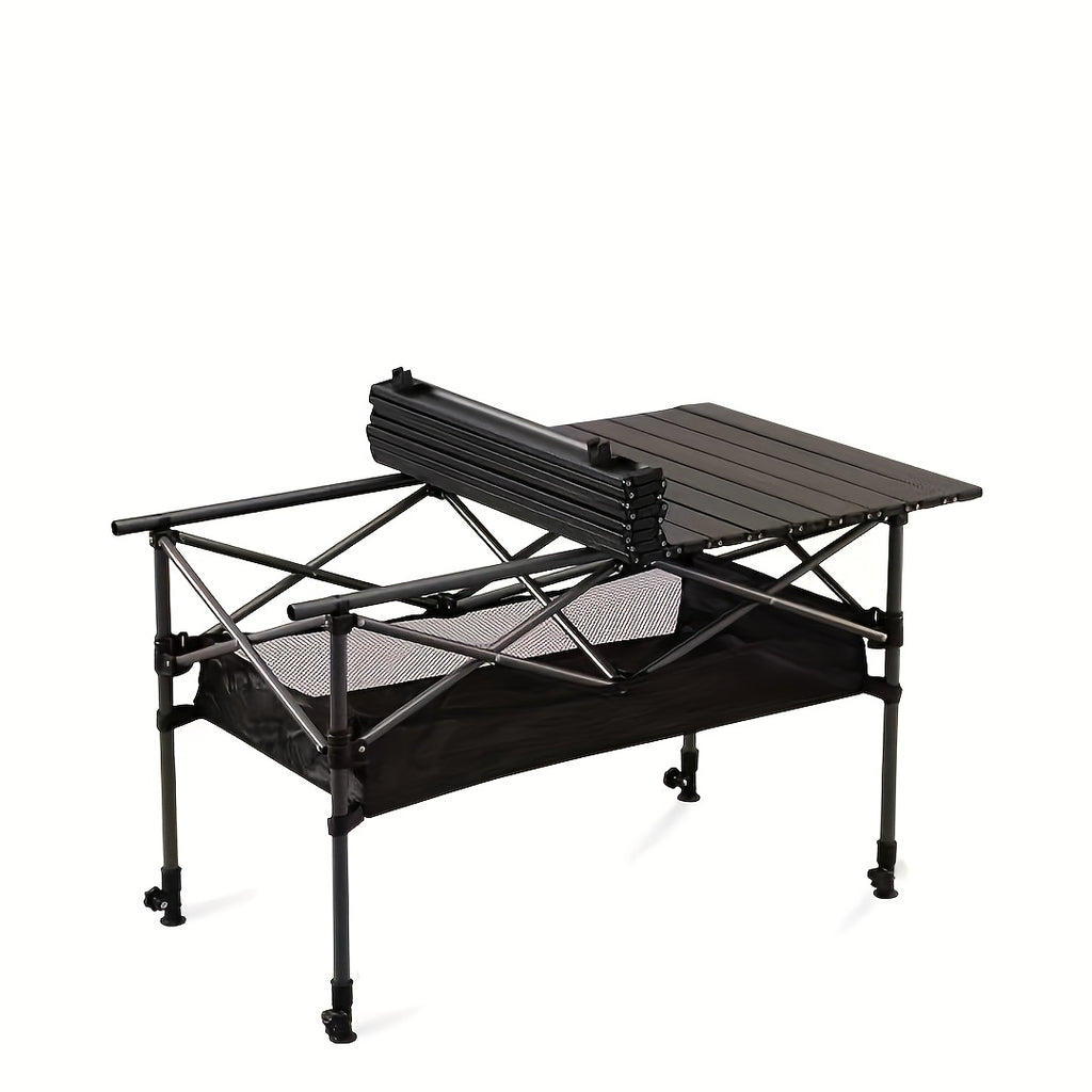 Portable Folding Camping Table for Outdoor Use, Non-Adjustable Egg Roll Design
