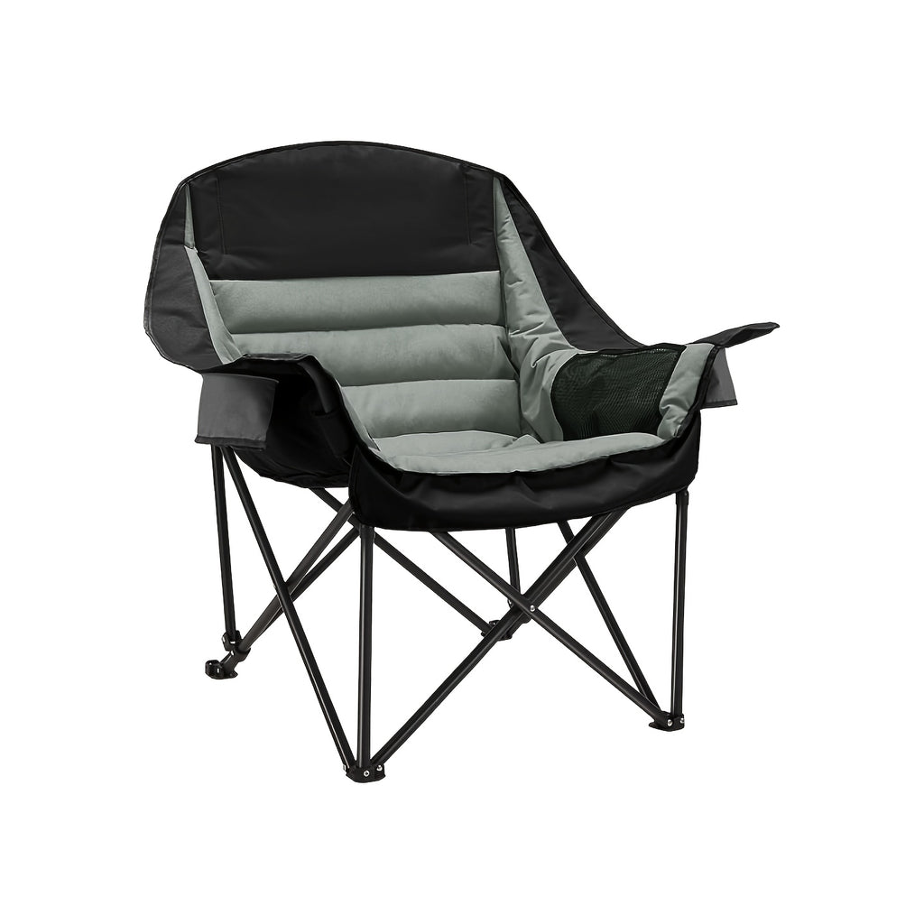 Large Size Portable Folding Heavy-Duty Camping Chair with Side Cup Holder Storage Bag, Sturdy And Durable Outdoor Fishing Sports Travel Chair