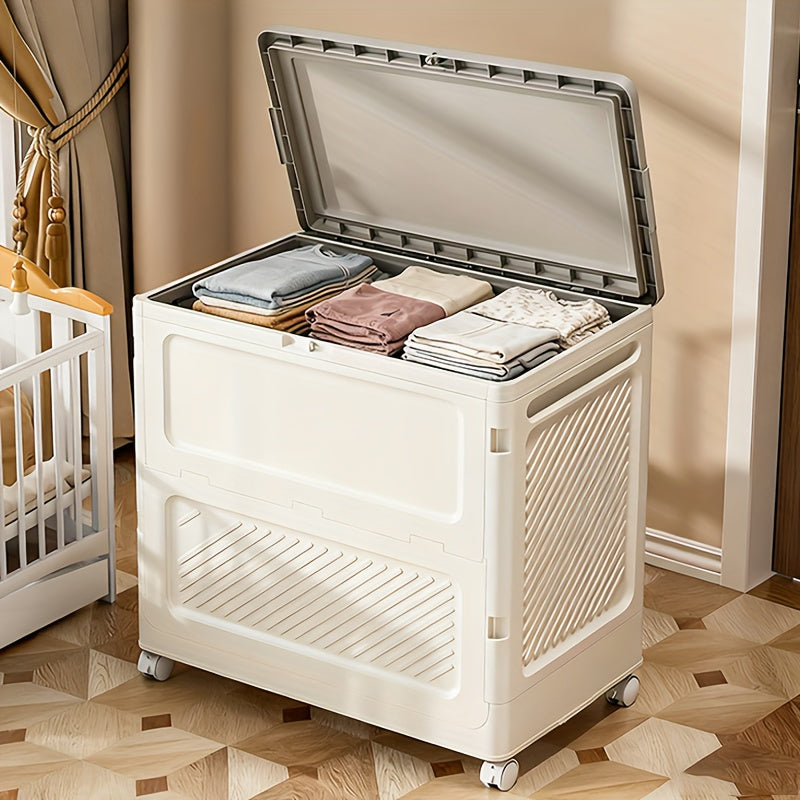 Large Capacity Waterproof And Dustproof Storage Box with Wheels, Multi Purpose Home Storage And Organization Solution Suitable for Bedroom, Living Room, Bathroom And Kitchen
