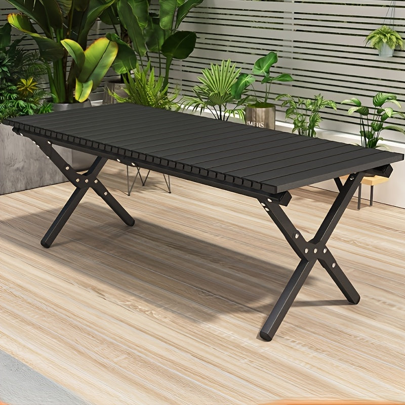 1pc Outdoor Folding Egg Roll Table Set - Portable Aluminum Alloy Camping Table, Picnic BBQ Table and Chair Combo, Lightweight Moon Chair Full Set, Family Road Trip Camping Supplies