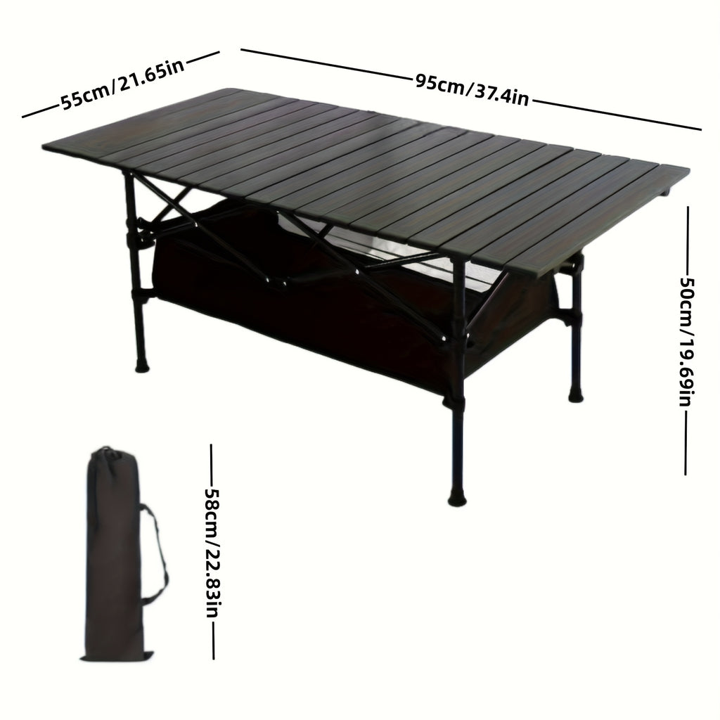 Portable Folding Camping Table for Outdoor Use, Non-Adjustable Egg Roll Design