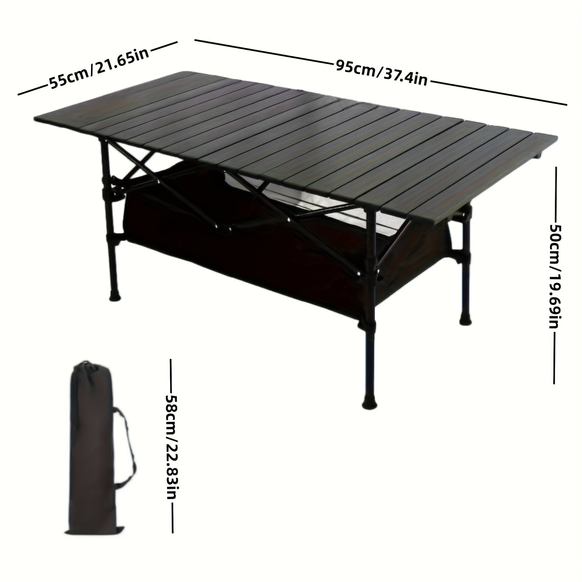 Portable Folding Camping Table for Outdoor Use, Non-Adjustable Egg Roll Design