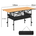 Adjustable Height Folding Table, Portable Outdoor Table with Large Storage Compartment And Carrying Bag - Perfect for Camping And Backyard Gatherings