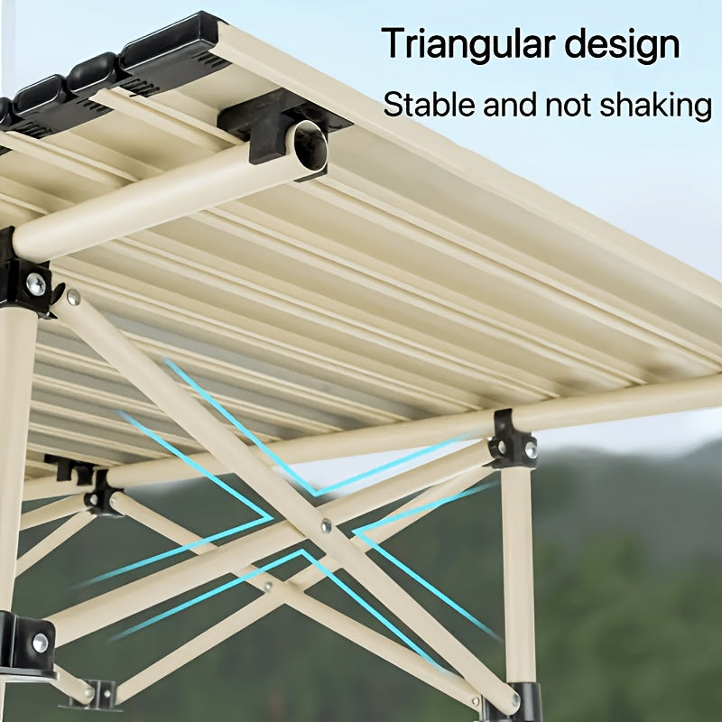 Portable Stainless Steel Folding Table with Storage Bag, Camping BBQ Folding Table, Barbecue Picnic Table, Minimalist Style, Sturdy and Easy to Use, Portable Camping Equipment, Outdoor Picnic, Suitable for Camping and Barbecues, Load Capacity