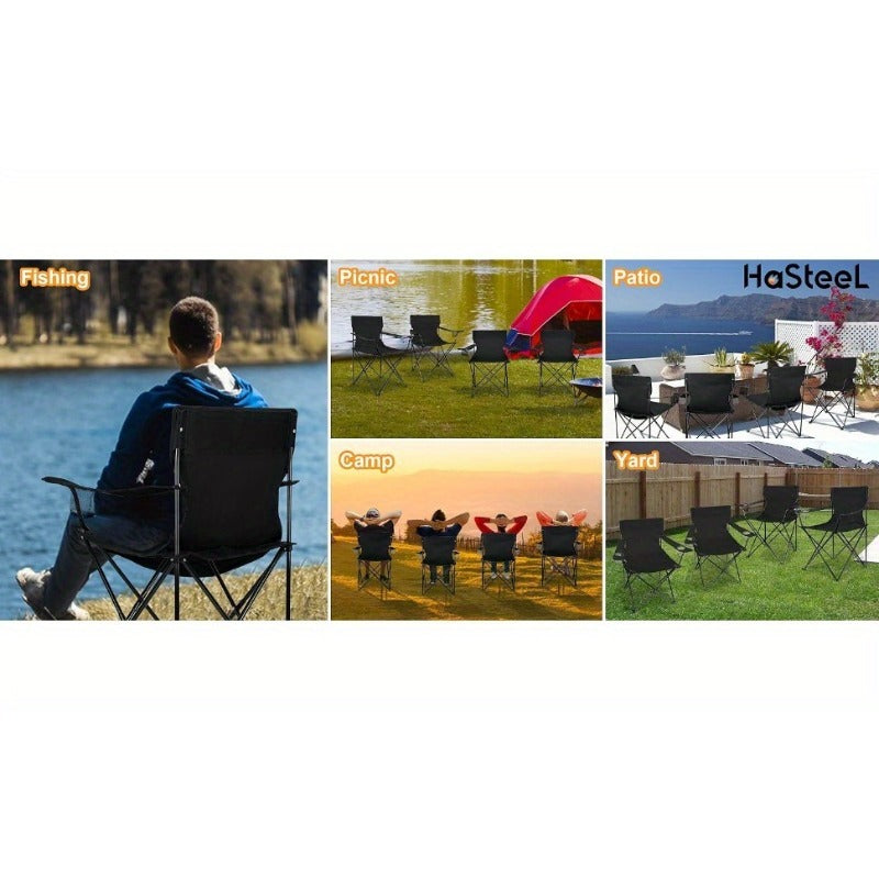 Set of 2 Lightweight Folding Outdoor Chairs with Adjustable Backrests And Thick Cushions - Each Chair Supports Up to 200LB, Perfect for Camping