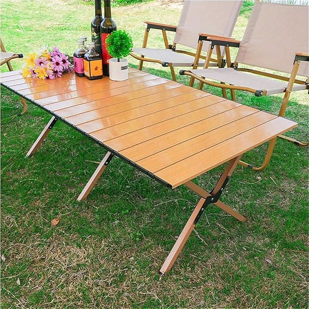 Portable Camping Large Folding Egg Roll Table, Beach Table, Courtyard Barbecue Party Table, Suitable for Use in All Four Seasons, Portable Table for Camping, Courtyard, Park and Living Room, A Festival Gift for Family and Friends