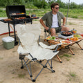 White Portable Outdoor Folding Chair - Essential Fishing Stool with Reinforced Tubing, Non-Slip Feet, Heavy Duty Support, Comfortable for Long Sitting
