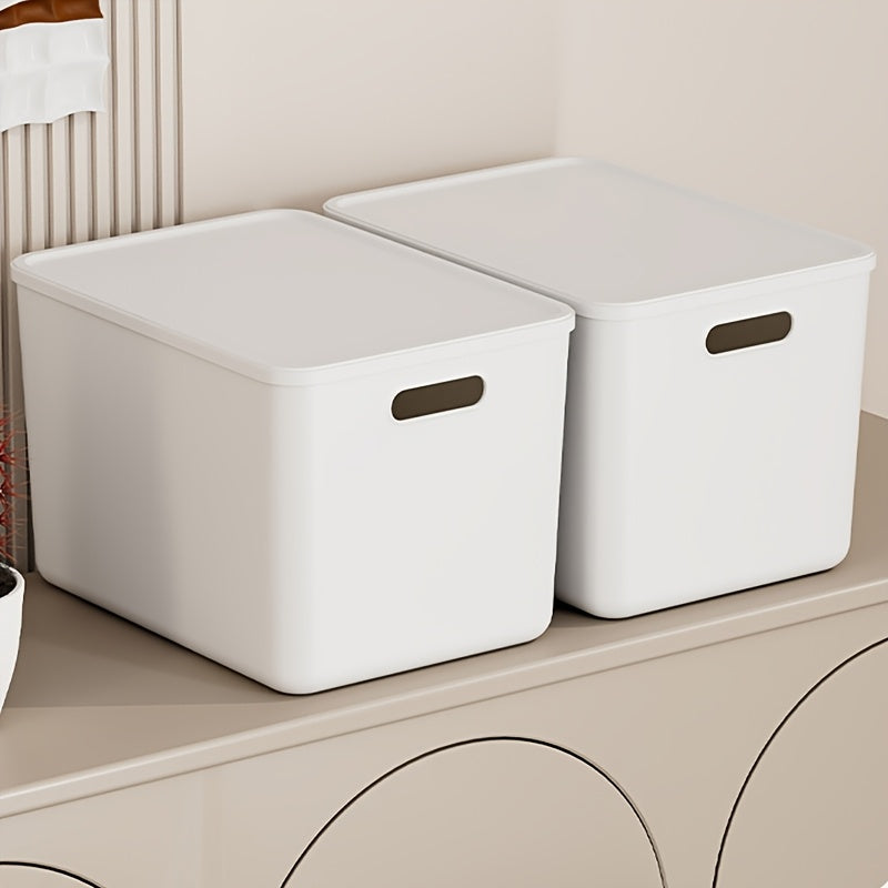 Four-Piece Set Of Extra-Large Wardrobe Storage Bins, Premium White High-End Square Storage Boxes With Handles, 13-Inch Plastic Storage Bins, Lid\u002FNo-Lid Options Suitable For Organizing Clothes, Tools. Local Warehouse, Free Shipping!